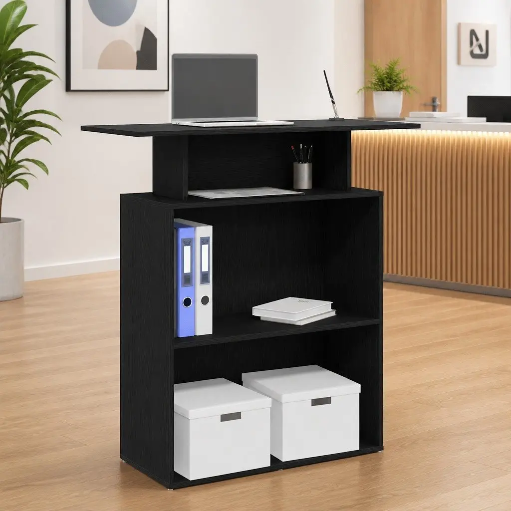 Black Reception Desk for Seamless Interactions