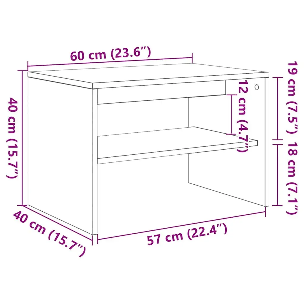 TV Cabinet White Engineered Wood 60x40x40 cm Media Storage Unit