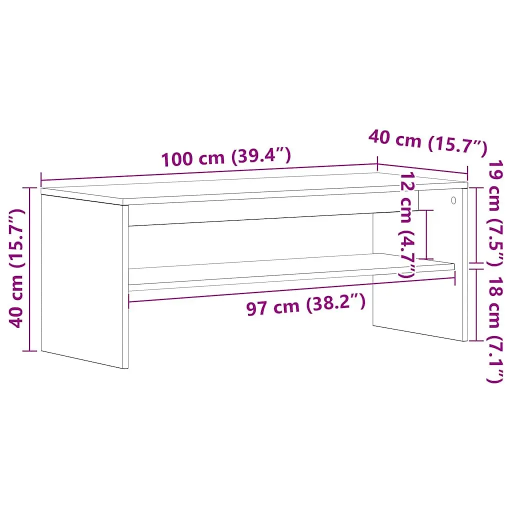 TV Cabinet White 100x40x40 cm Engineered Wood Storage Unit Living Room