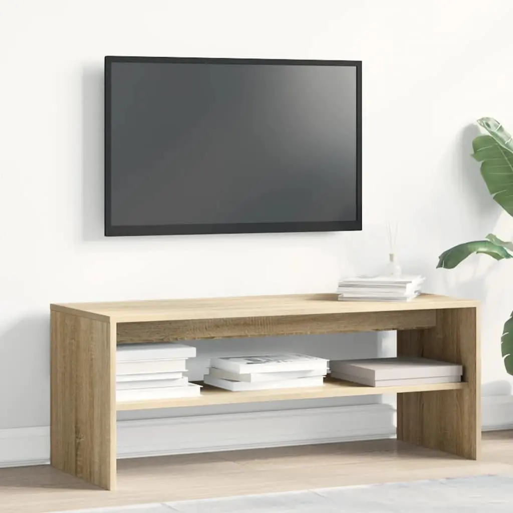 TV Cabinet Engineered Wood Brown Living Room Storage Unit 100x40x40cm
