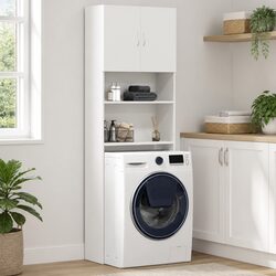Efficient White Storage Cabinet for Laundry Rooms