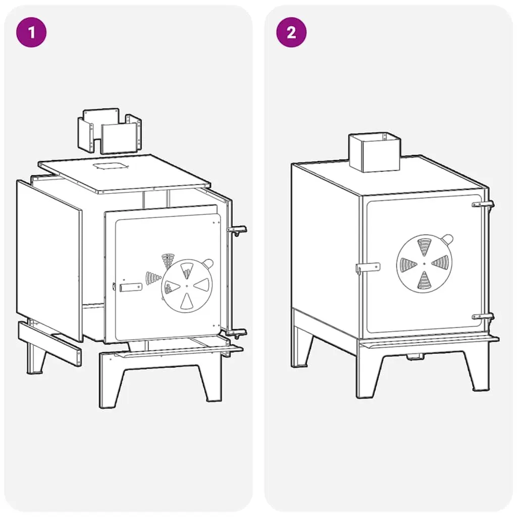 Camping Stove Outdoor Cooking Heating with Chimney Vent 35x50x60cm