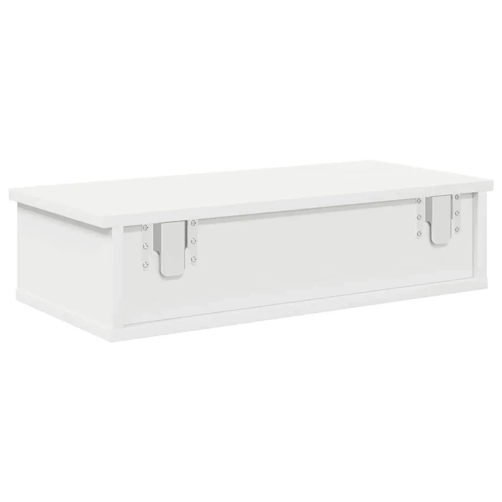 Wall Shelf with Drawers White Floating Storage Cabinet Engineered Wood 60 x 28 x 15 cm