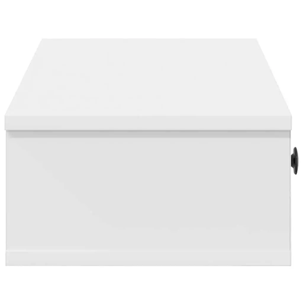 Wall Shelf with Drawers White Floating Storage Cabinet Engineered Wood 60 x 28 x 15 cm