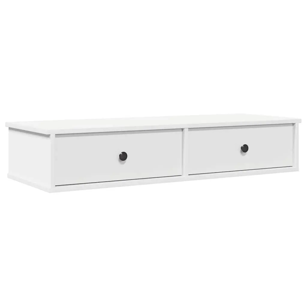 Wall Shelf with Drawers White Engineered Wood 100x37.5x19 cm