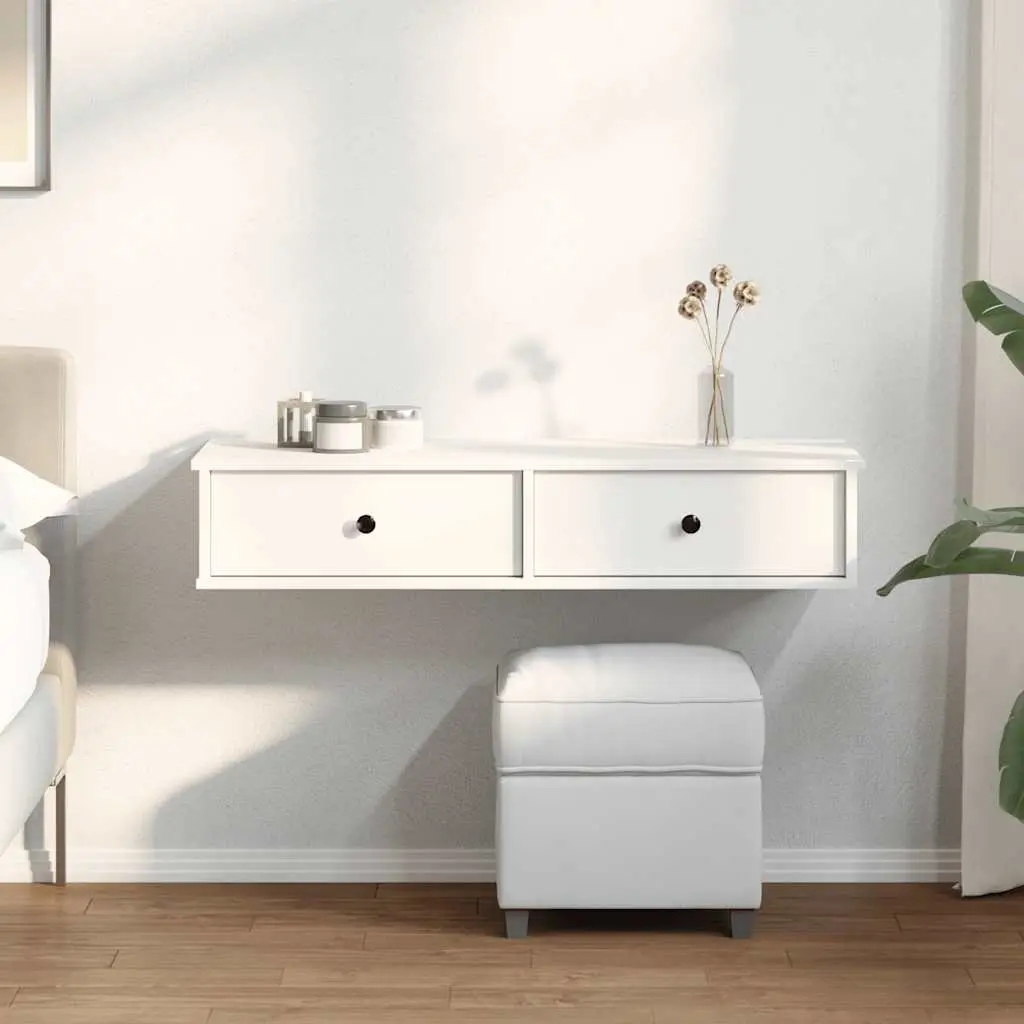 Wall Shelf with Drawers White Engineered Wood 100x37.5x19 cm