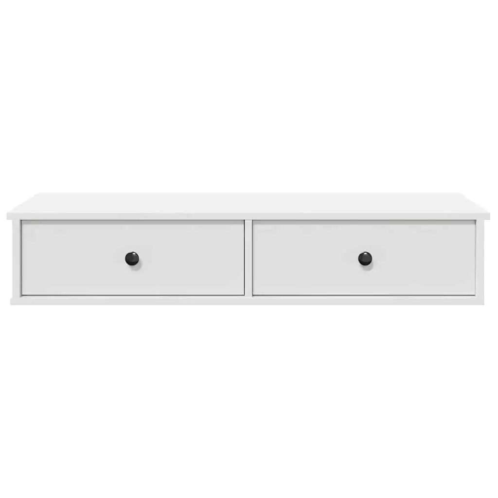 Wall Shelf with Drawers White Engineered Wood 100x37.5x19 cm