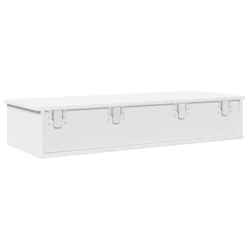 Wall Shelf with Drawers White Engineered Wood 100x37.5x19 cm