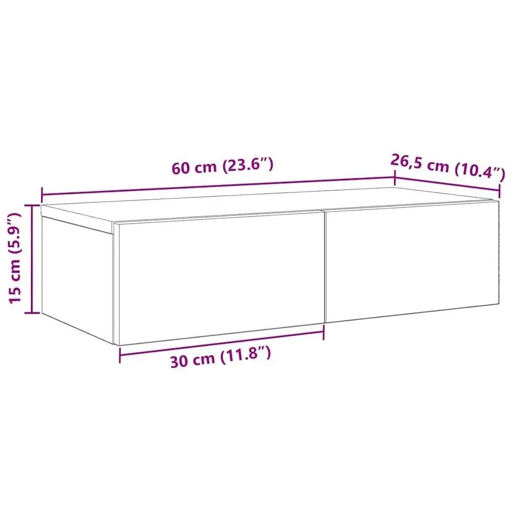 Wall Shelf with Drawers White Floating Storage Cabinet Organiser Bedroom Living