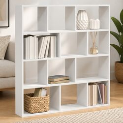 Wall Cube Shelf 12 Compartments White Floating Storage Organiser Display Unit