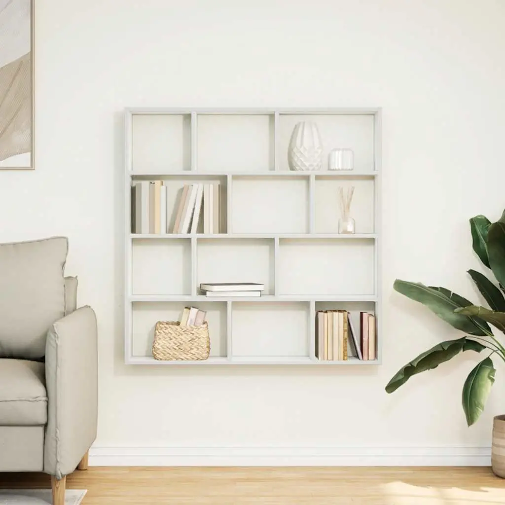 Floating Wall Shelf 12 Compartment White Cube Storage Organizer