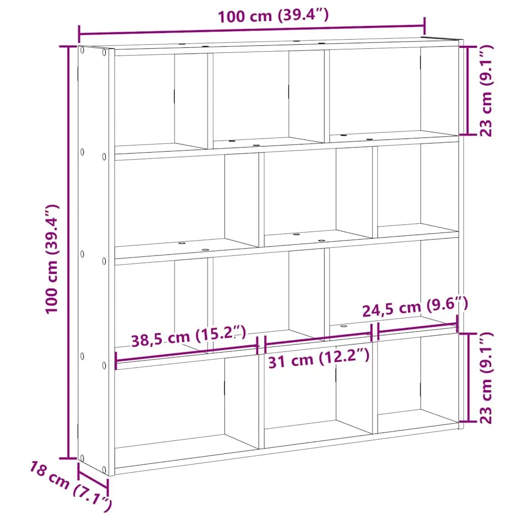 Floating Wall Shelf 12 Compartment White Cube Storage Organizer