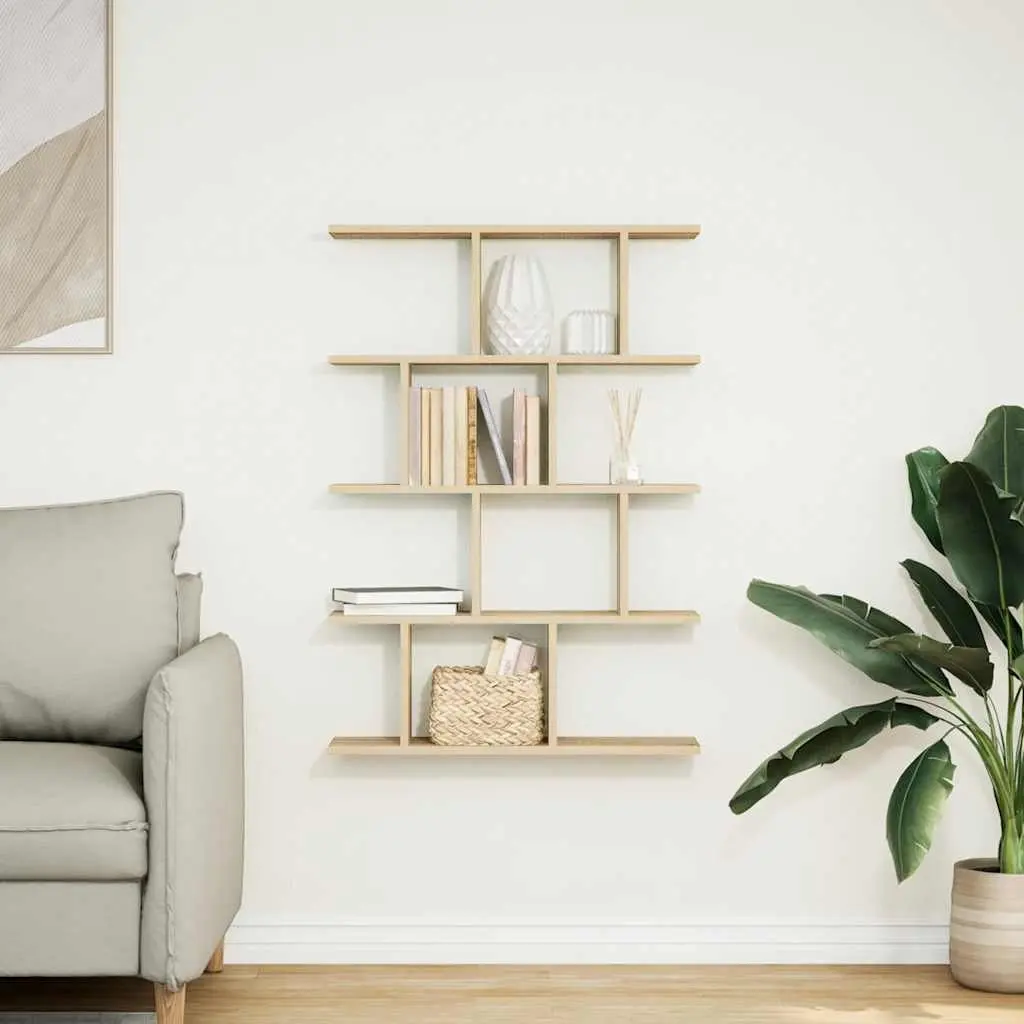 Wall Cube Shelf Floating Storage Box 15 Compartments Brown