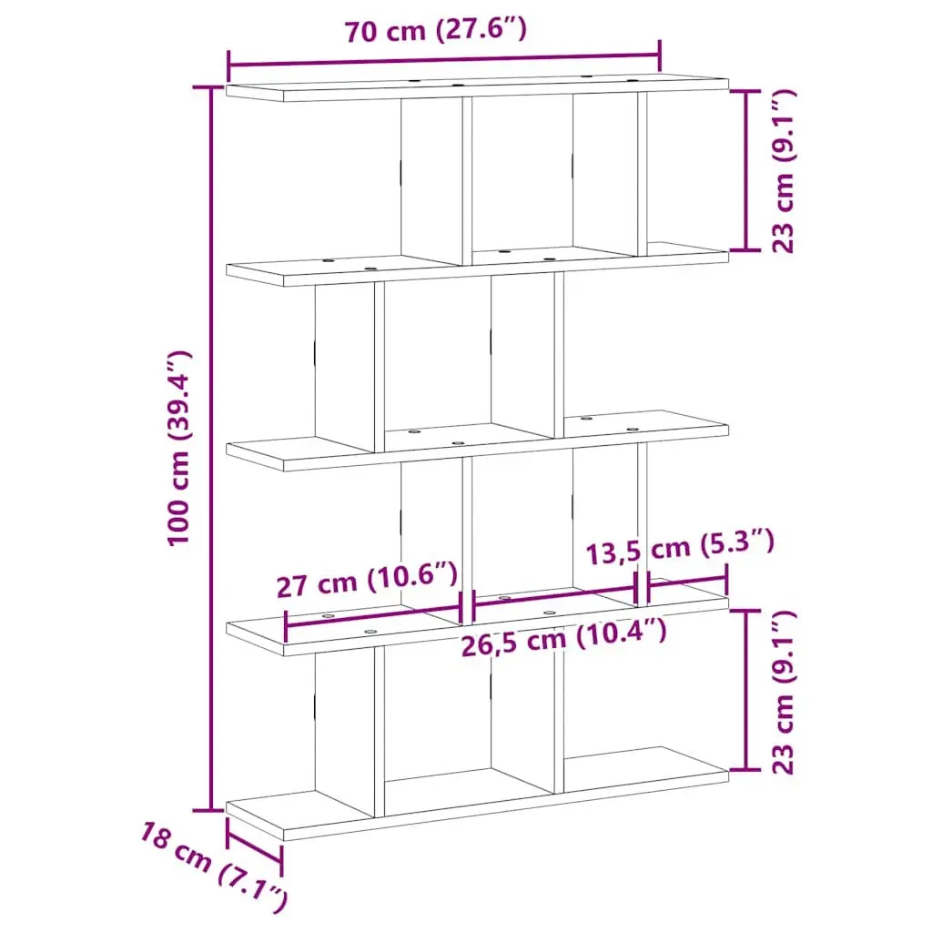 Wall Cube Shelf Floating Storage Box 15 Compartments Brown