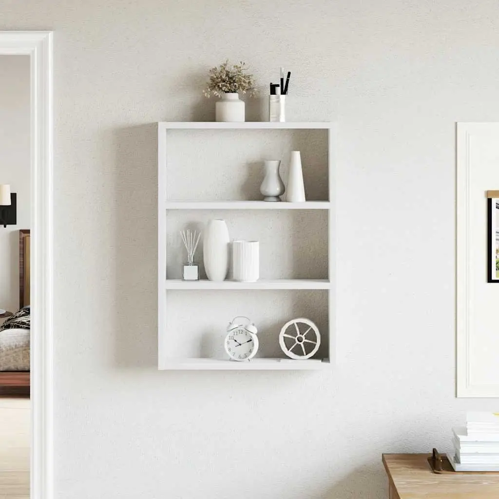 Wall Shelf Floating White Storage Organiser Engineered Wood 43x9x60cm