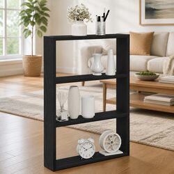 Wall Shelf Black Floating Storage Organiser Engineered Wood 43x9x60 cm Home