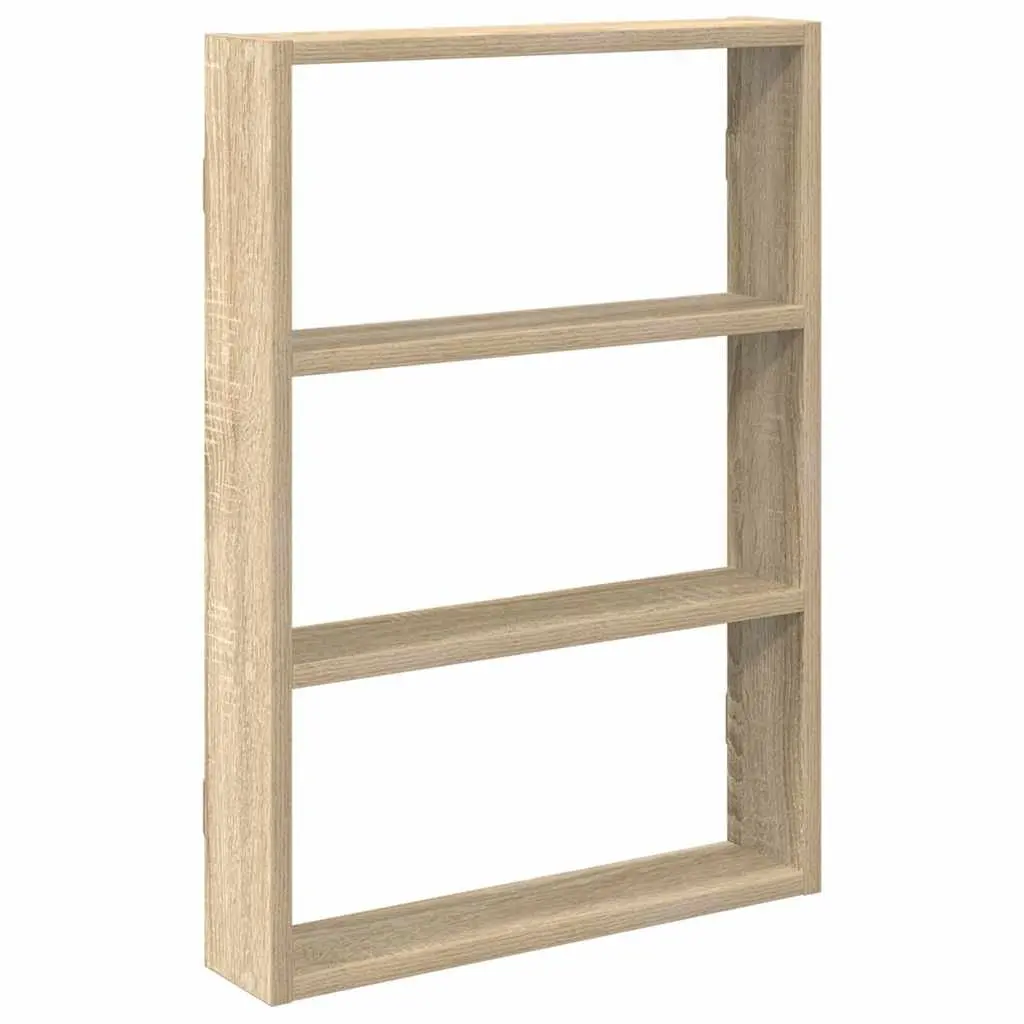 Wall Shelf Floating Sonoma Oak Brown Engineered Wood 43 x 9 x 60 cm Storage Organizer