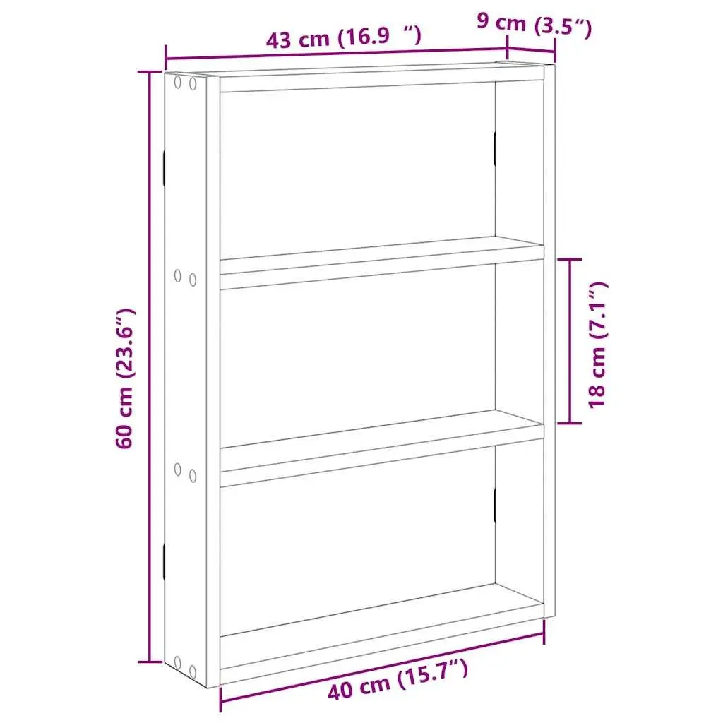 Wall Shelf Floating Sonoma Oak Brown Engineered Wood 43 x 9 x 60 cm Storage Organizer