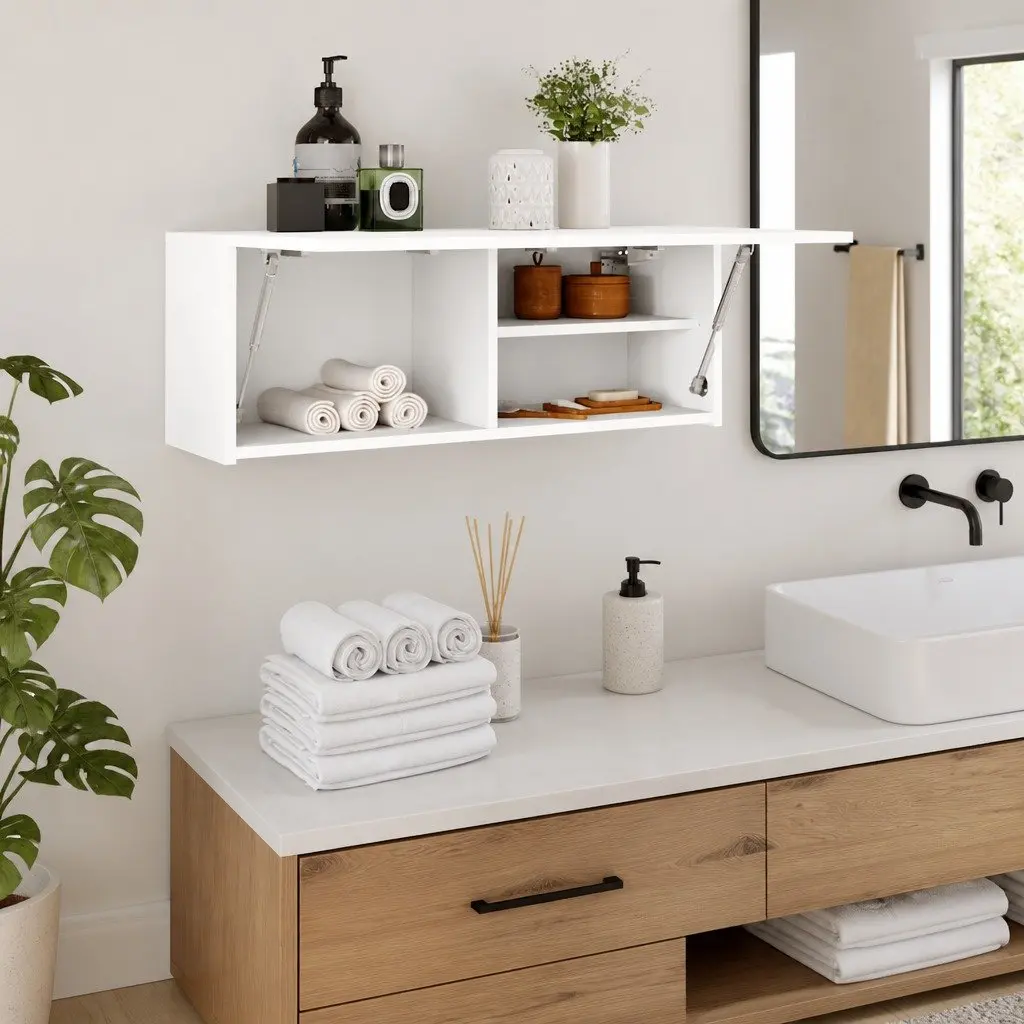 Bathroom Wall Cabinet White Engineered Wood Storage Unit 80x25x30cm