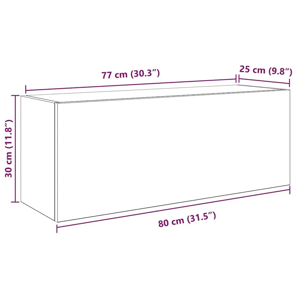 Bathroom Wall Cabinet White Engineered Wood Storage Unit 80x25x30cm
