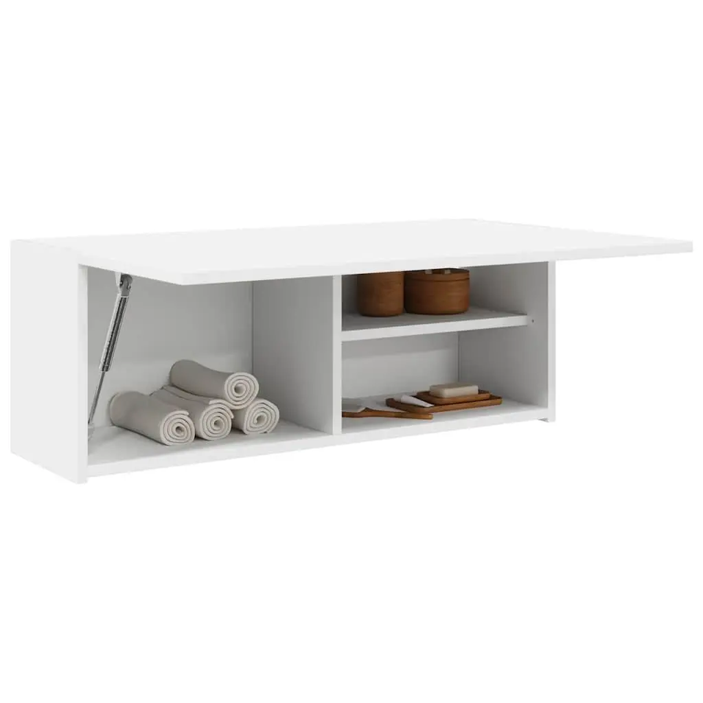 Bathroom Wall Cabinet White Engineered Wood Storage Unit 80x25x30cm