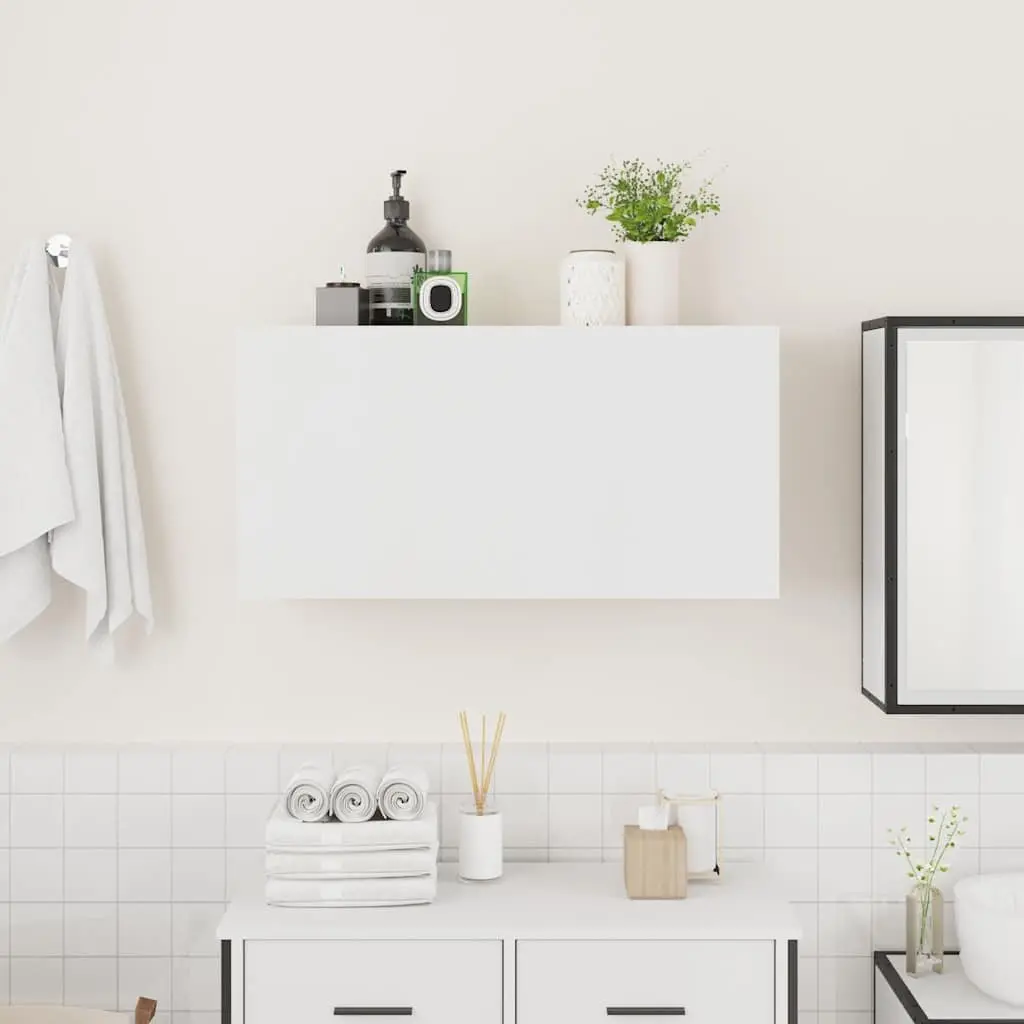 Bathroom Cabinet White Wall-Mounted Organizer 80x25x40 cm