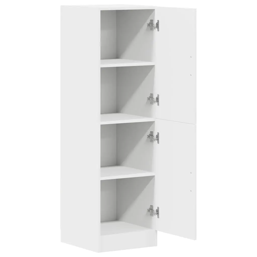 Kitchen Cabinet White Engineered Wood Storage Unit with Doors and Shelves