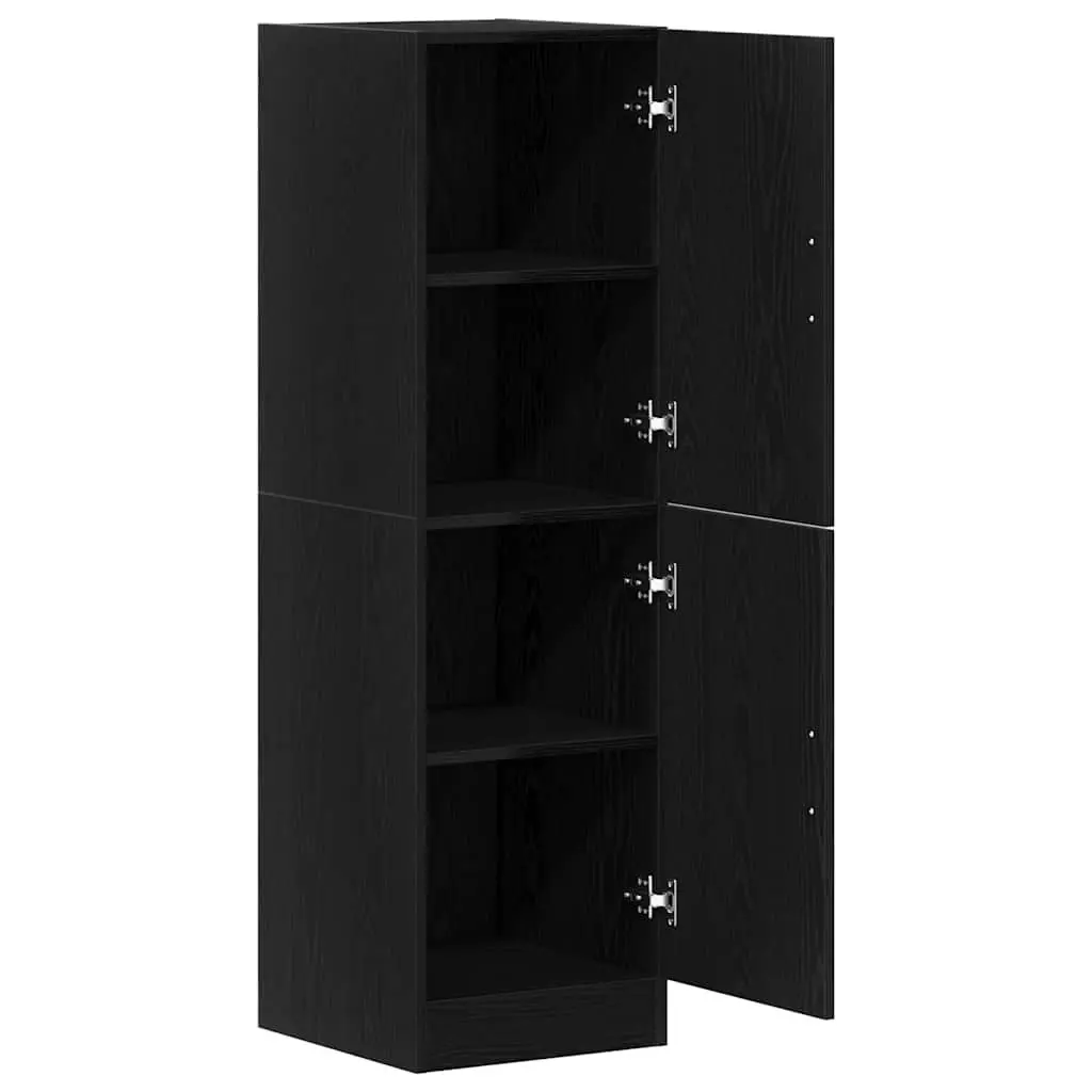 Kitchen Cabinet Black Storage Unit with Doors Shelves Engineered Wood
