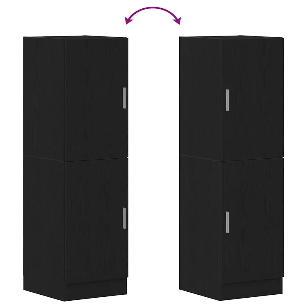 Kitchen Cabinet Black Storage Unit with Doors Shelves Engineered Wood