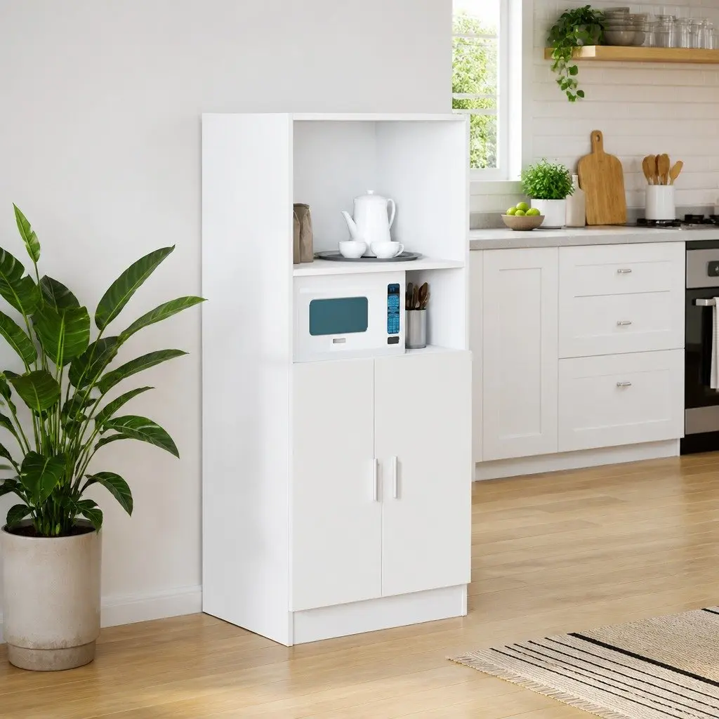 Kitchen Cabinet White Engineered Wood Storage Unit 57 x 41.5 x 131.5 cm