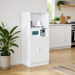 Kitchen Cabinet White Storage Unit Engineered Wood Cupboard Shelves Doors
