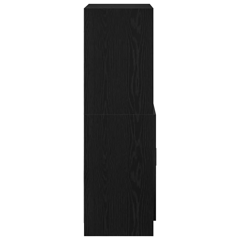 Engineered Wood Kitchen Cabinet Black Storage Organizer with Doors 57x41.5x131.5cm