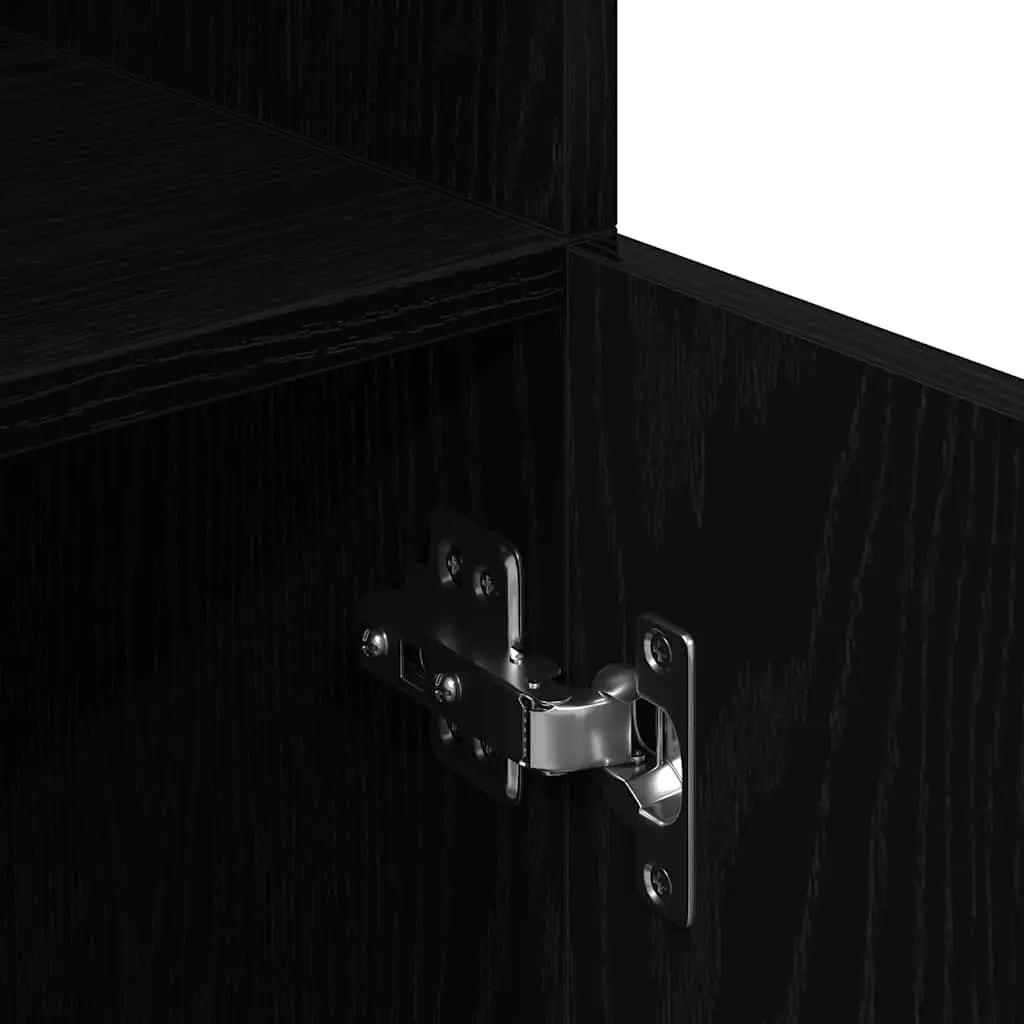 Engineered Wood Kitchen Cabinet Black Storage Organizer with Doors 57x41.5x131.5cm