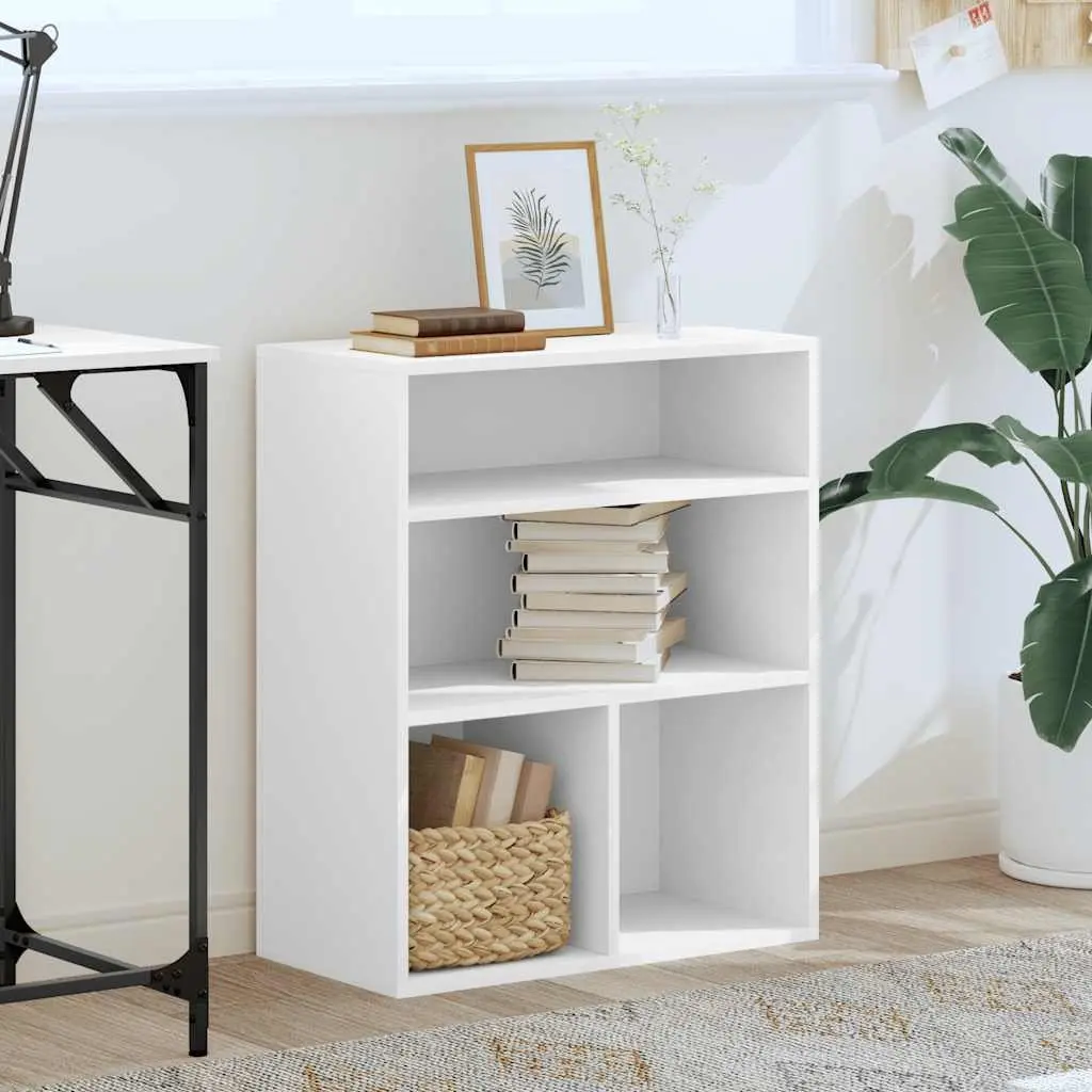 Book Cabinet White Engineered Wood 60x30x71.5 cm Storage Shelf Organiser Home