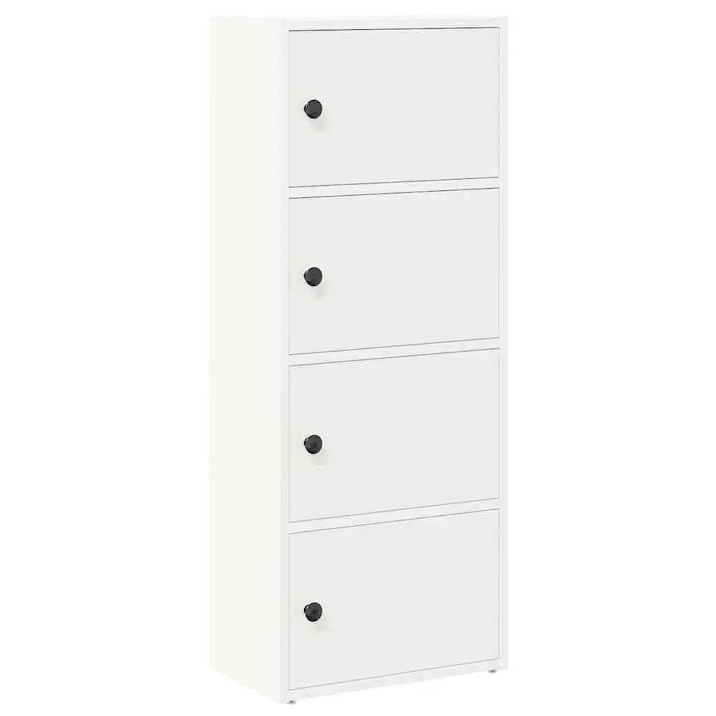 Bookcase White Engineered Wood 40x24x102cm Storage Cabinet with Doors