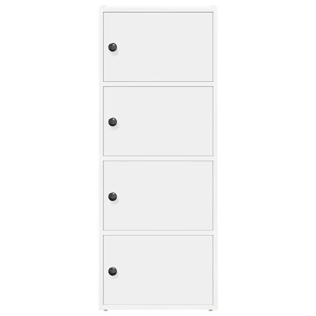 Bookcase White Engineered Wood 40x24x102cm Storage Cabinet with Doors