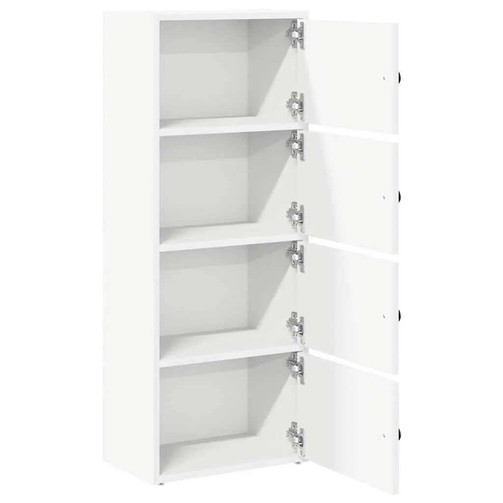 Bookcase White Engineered Wood 40x24x102cm Storage Cabinet with Doors