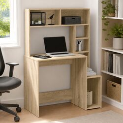 Desk with Open Shelves Storage Engineered Wood Brown 100x45x140 cm Office Study