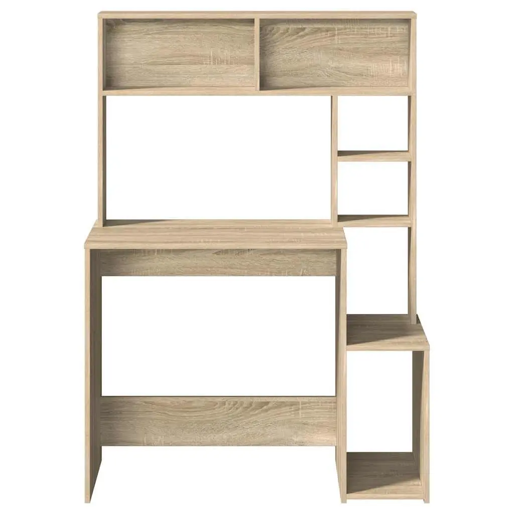 Desk with Open Shelves Storage Engineered Wood Brown 100x45x140 cm Office Study