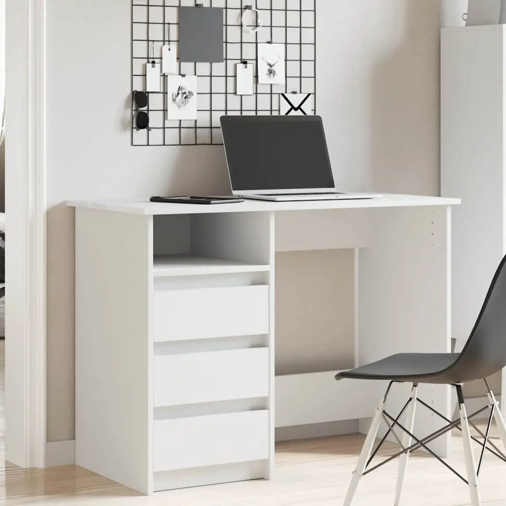 Engineered Wood Desk White Spacious Storage 102x50x75cm