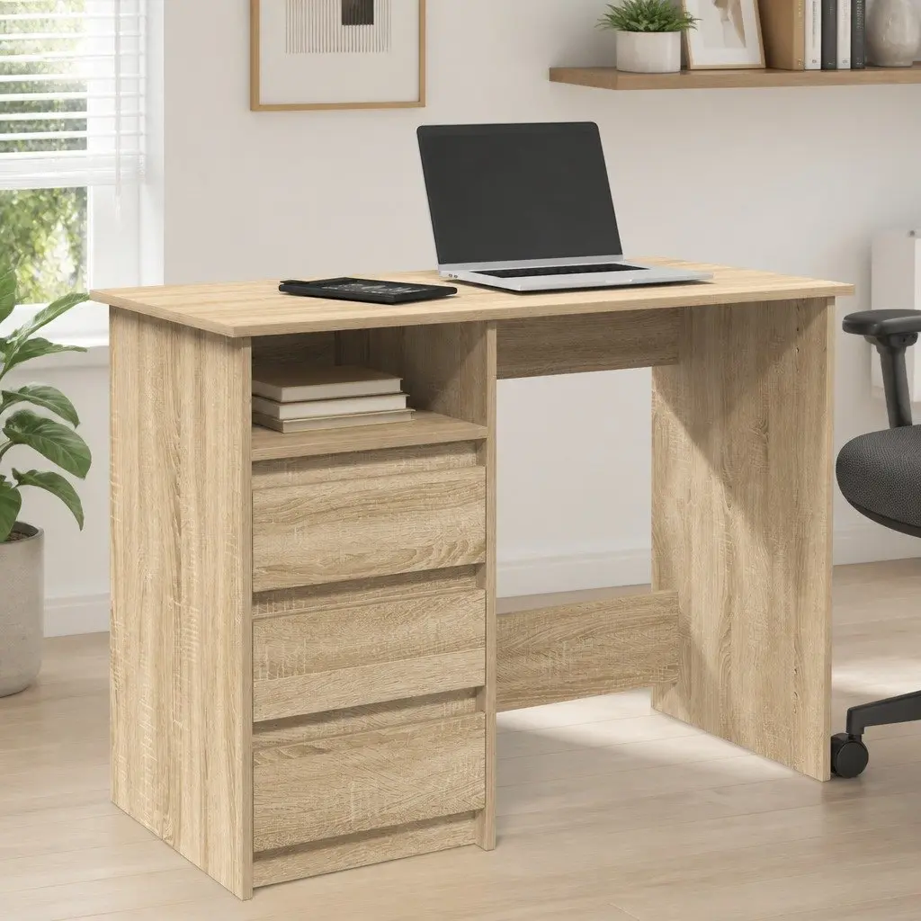Writing Desk Spacious Work Surface 102L x 50W x 75H cm Sonoma Oak Engineered Wood
