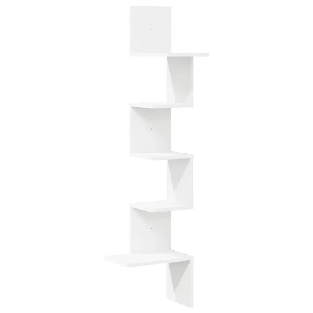 Wall Corner Shelf White 32x32x127.5 cm Storage Display Shelving Unit