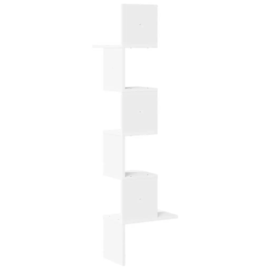 Wall Corner Shelf White 32x32x127.5 cm Storage Display Shelving Unit
