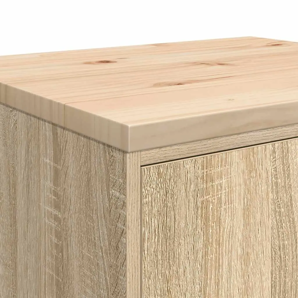 Garage Storage Cabinet Solid Wood Pine Sonoma Oak 60x51x85cm Workshop Tool
