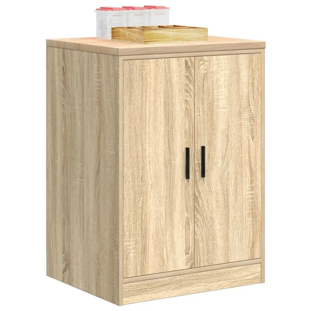 Garage Storage Cabinet Solid Wood Pine Sonoma Oak 60x51x85cm Workshop Tool