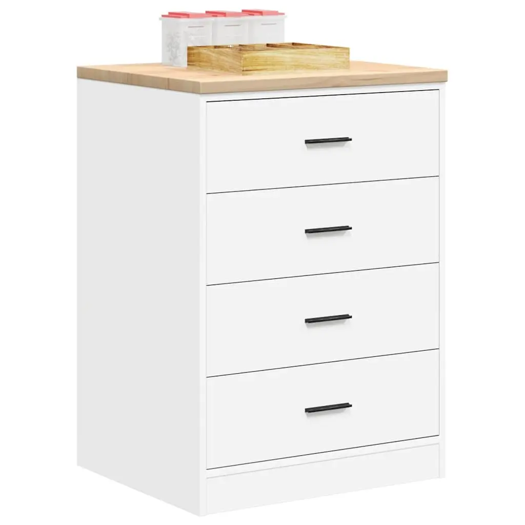 Garage Storage Cabinet White Pine Wood 60x51x85cm Tool Cabinet 4 Drawers