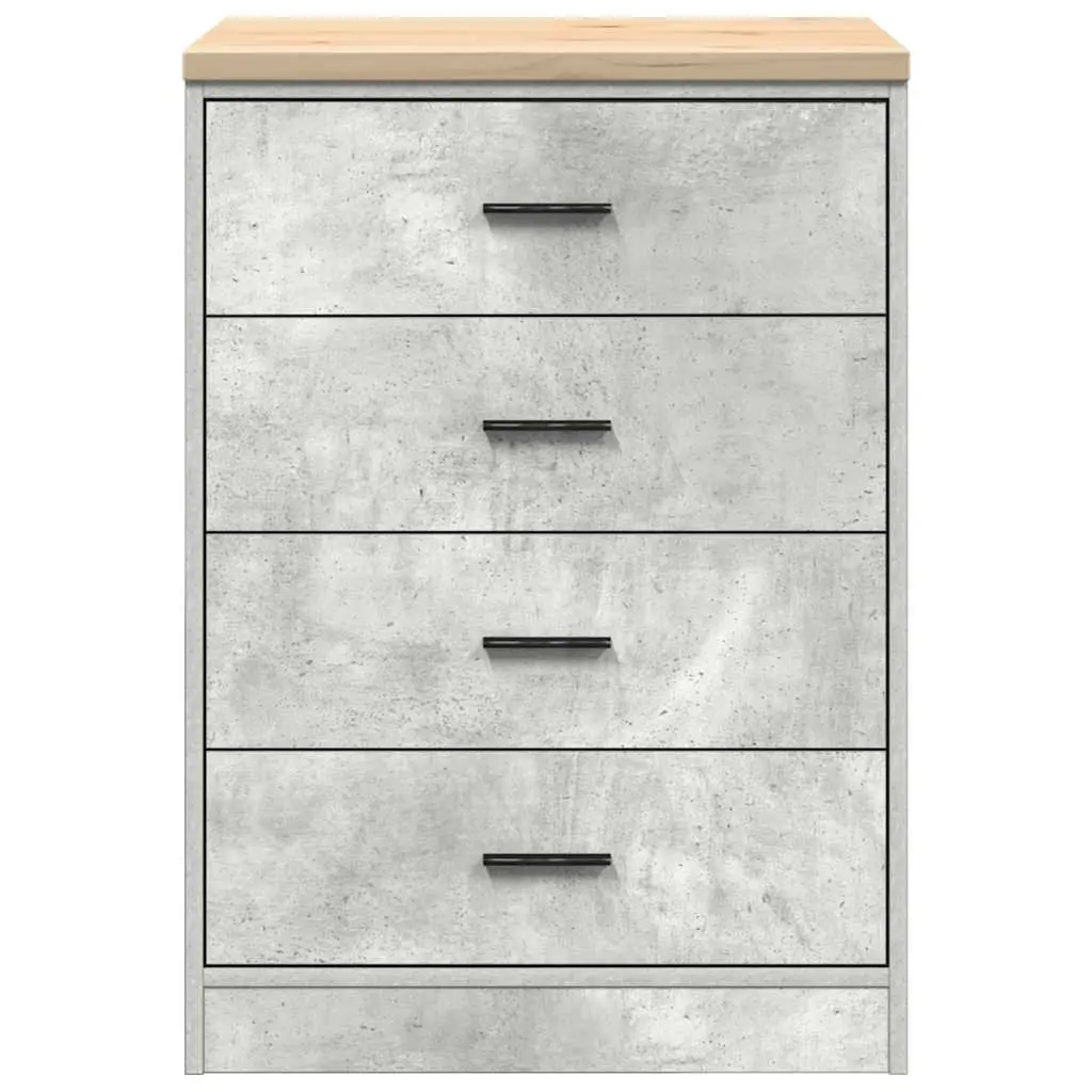 Storage Cabinet Grey Solid Wood Pine Four Drawers 60x51x85cm for Garage Workshop Tool Organization