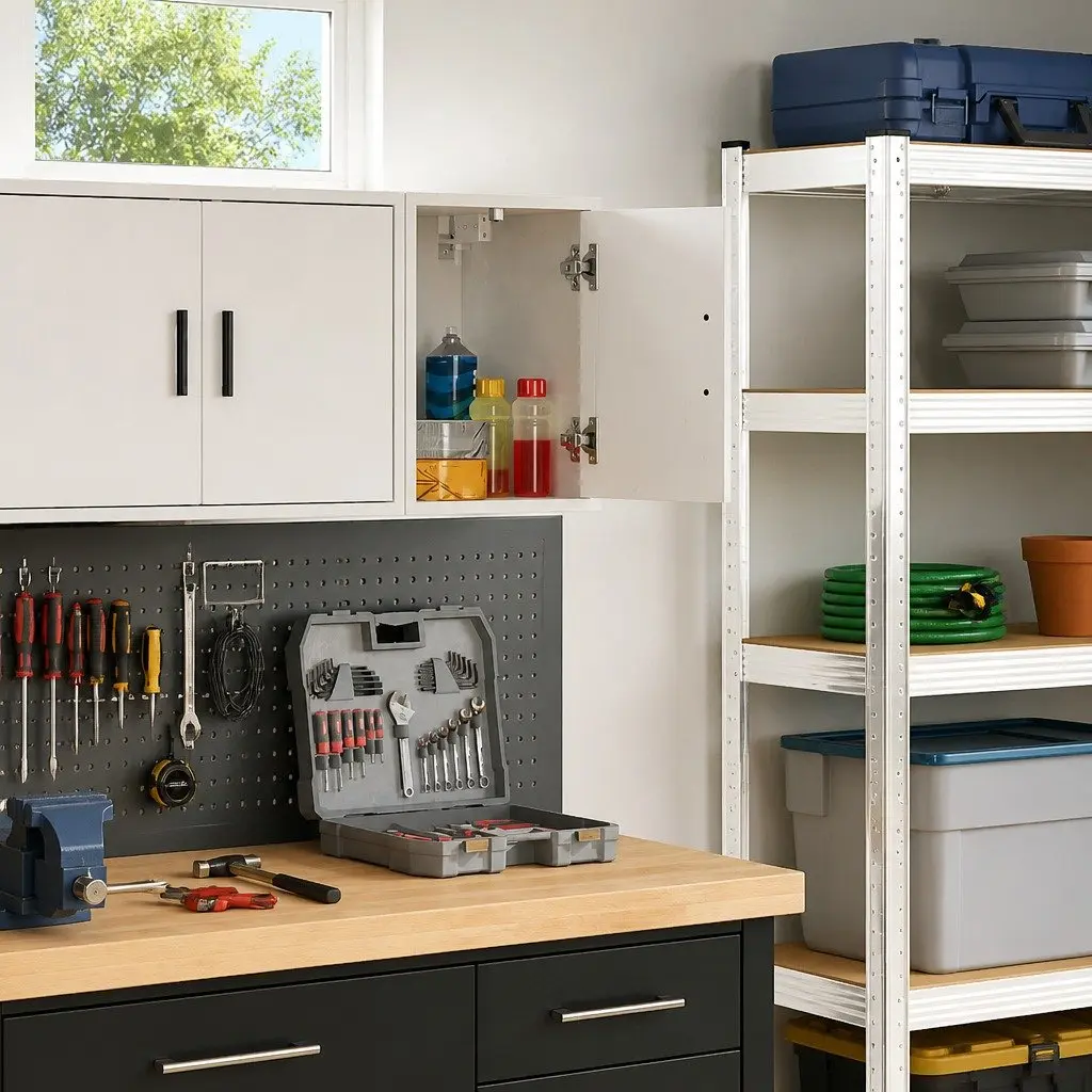 Garage Wall Cabinet White Storage Cupboard Tool Organiser Industrial Engineered
