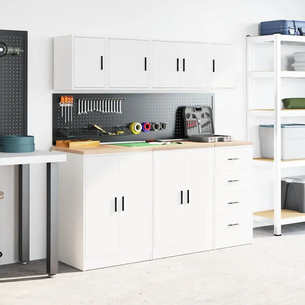 Garage Wall Cabinet White Storage Cupboard Tool Organiser Industrial Engineered