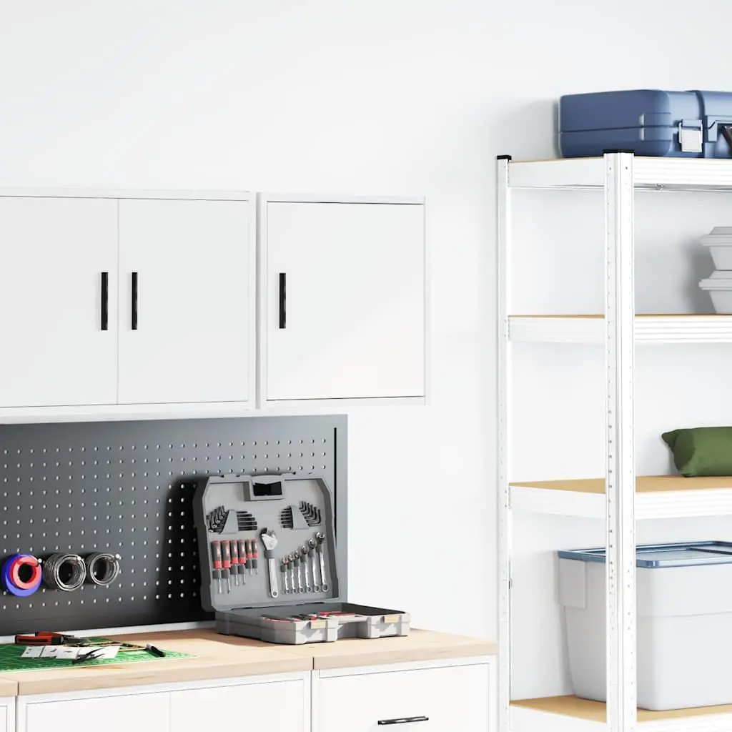 Garage Wall Cabinet White Engineered Wood Storage Organizer